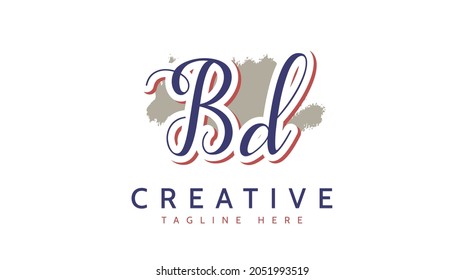 BD Initials, handwriting logo vector