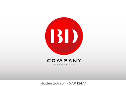 BD letter alphabet dot circle red simple flat technology modern creative vector logo icon sign design template 