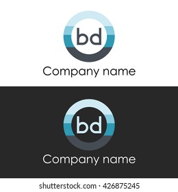 BD letter a circle shape icon logo white blue