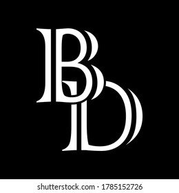 BD letter logo with black background.Nice letter icon