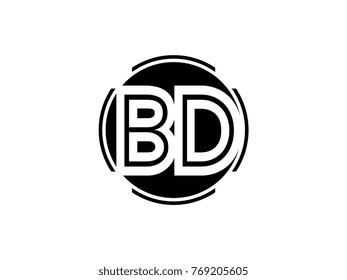 BD letter logo round black