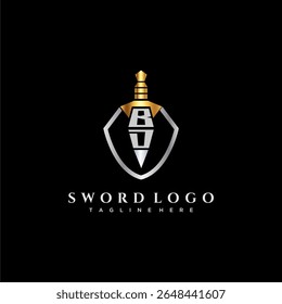 BD carta monograma de luxo para escudo e espada estilo imagem