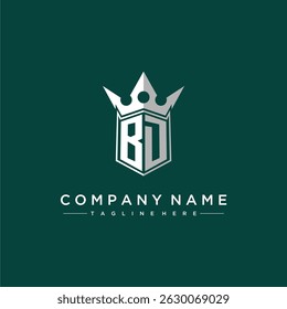 BD letter monogram initial logo for shield and crown design