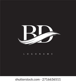 BD Letter Monogram Logo with Brush Stroke for Modern Brand Identity