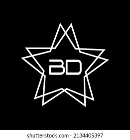 BD logo design,black star icon