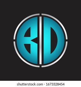 BD Logo initial with circle line cut design template on blue colors