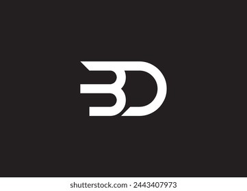 Logotipo BD. Vector de diseño de letras con colores rojo y negro.