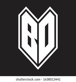 BD Logo monogram with emblem line style isolated on black background