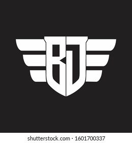 BD Logo monogram with emblem and wings element design template