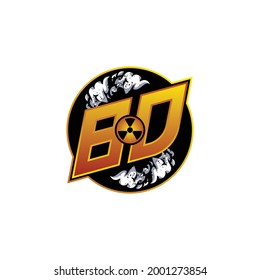 BD Logo Monogram Gaming with Gas Shape designs template vector icon modern