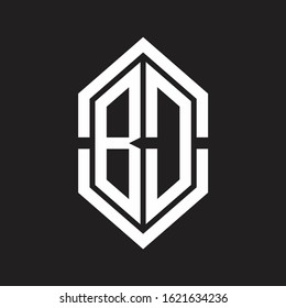 BD Logo monogram with hexagon shape and outline slice style with black and white