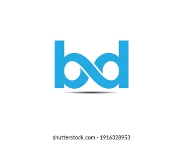 BD Logo. Vector Graphic Branding Letter Element. White Background