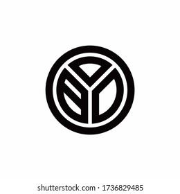 BD monogram logo with circle outline design template isolated on white background