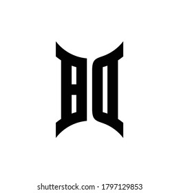 BD monogram logo with curved side design template