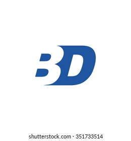 BD negative space letter logo blue