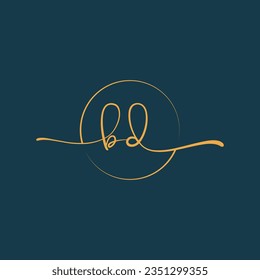 BD Signature initial logo template vector ,Signature Logotype
