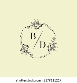 BD wedding initial logo letters in high quality professional design that will print well across any print media