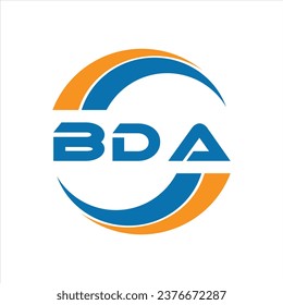 Diseño del logotipo de la letra BDA sobre fondo blanco o diseño del logotipo Monograma para emprendedores y empresas.