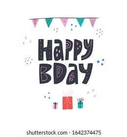 Bday celebration event flat greeting card template