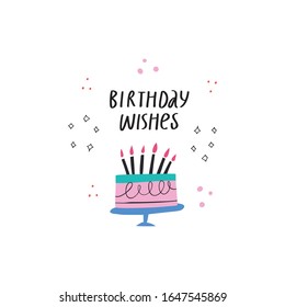 Bday celebration flat vector greeting card design