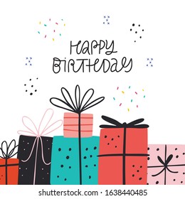 Bday present greeting card template with lettering