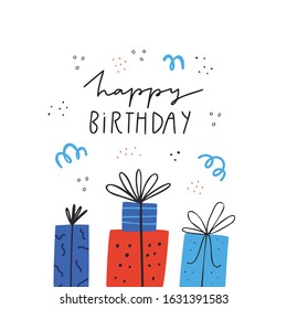 Bday Presents Pile Greeting Card Flat Template