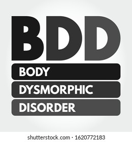 BDD - Body Dysmorphic Disorder acronym, medical concept background