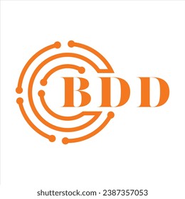 Diseño de letras BDD. Diseño del logotipo de la tecnología de letras BDD sobre fondo blanco. Diseño del logotipo BDD Monograma para emprendedores y empresas.