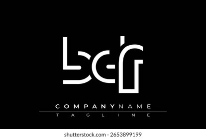 Diseño de carta abstracta BDF. Diseño moderno del logotipo del negocio con tipografía Abstractas y estilo contemporáneo