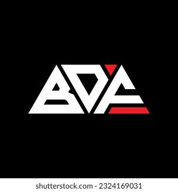 BDF triangle letter logo design with triangle shape. BDF triangle logo design monogram. BDF triangle vector logo template with red color. BDF triangular logo Simple, Elegant, and Luxurious design