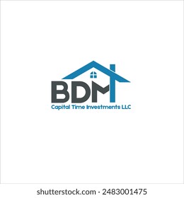 BDM initials real estate logo in blue and grey