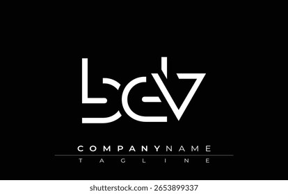 Diseño de carta abstracta BDV. Diseño moderno del logotipo del negocio con tipografía Abstractas y estilo contemporáneo