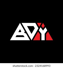 BDY triangle letter logo design with triangle shape. BDY triangle logo design monogram. BDY triangle vector logo template with red color. BDY triangular logo Simple, Elegant, and Luxurious design