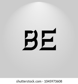 BE Abstract Black Letters with white and gray background in highlight