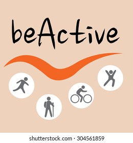 Be Active orange motivator with active people/be Active/Activity