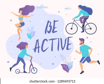 Be Active Vector Illustration Healthy Active Stock Vector (Royalty Free ...