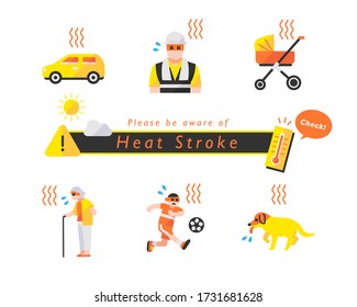 Be Aware Heat Stroke Stock Vector (royalty Free) 1731681628 