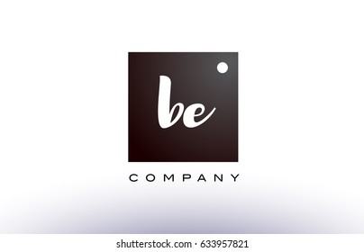 BE B E black white handwritten handwriting alphabet company letter logo square design template dot dots creative abstract