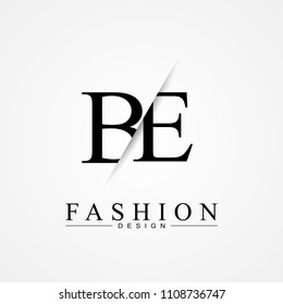 BE B E cutting and linked letter logo icon with paper cut in the middle. Creative monogram logo design. Fashion icon design template.