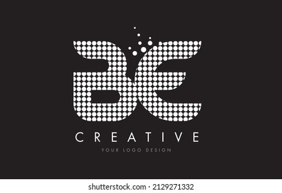 BE B E Dots Letter Logo Design with White Magenta Bubble Circles and Swoosh