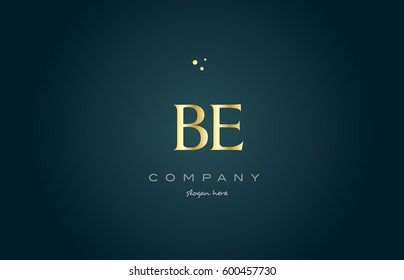 be b e  gold golden luxury product metal metallic alphabet company letter logo design vector icon template green background