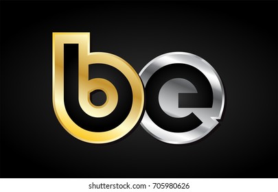BE B E gold golden silver alphabet letter metal metallic grey black white background combination join joined together logo vector creative company identity icon design template modern