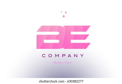 be b e letter alphabet text pink purple dots creative company logo vector icon design template