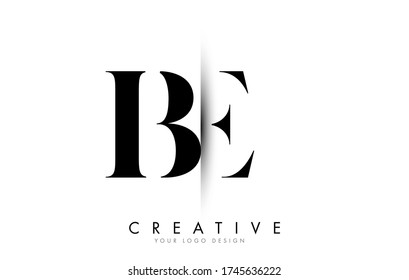 BE B E Letter Logo Design with Creative Shadow Cut Vector Illustration Design.