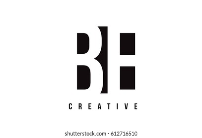 BE B E White Letter Logo Design with Black Square Vector Illustration Template.