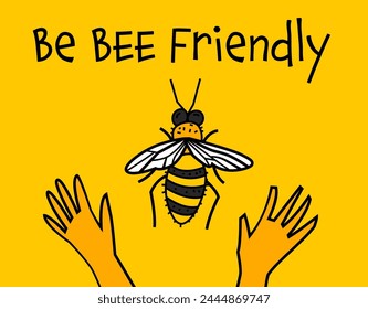 Be bee friendly. International event. Bee-friendly initiatives. Beekeeping practices. Importance of bees and their role in ecosystems. Editable vector illustration isolated on a white background