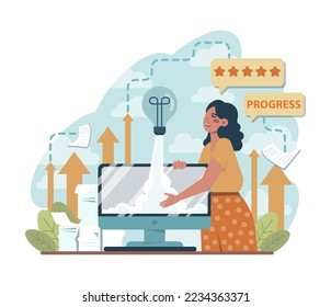 Be better concept. Idea of business or project success, personal development. Arrow pointing up as symbol of progress and growth. Flat vector illustration