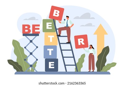 Be better concept. Self-improvment idea. Personal and business development and progress. Flat vector illustration