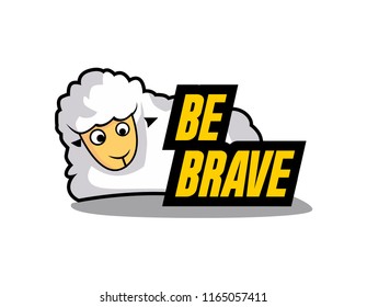 be brave, beautiful greeting card background or banner with sheep illustration for muslim event or farm theme. design illustration