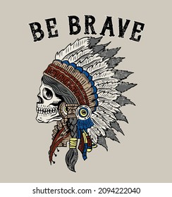 be brave.Native american indian skeleton face